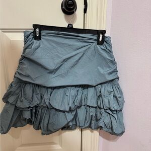 DO+BE Blue Bubble Mini Skirt with Ruched Ruffles